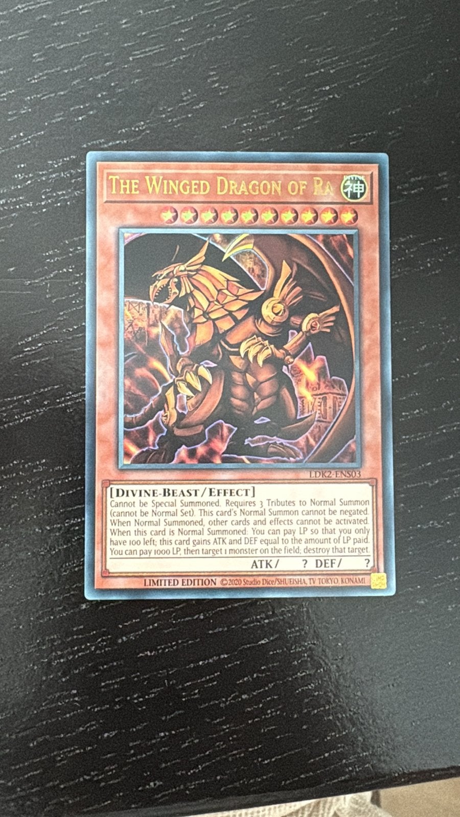 Yu-Gi-Oh! The Winged Dragon of Ra LDK2-ENS03, Ophalen, Zo goed als nieuw, Losse kaart