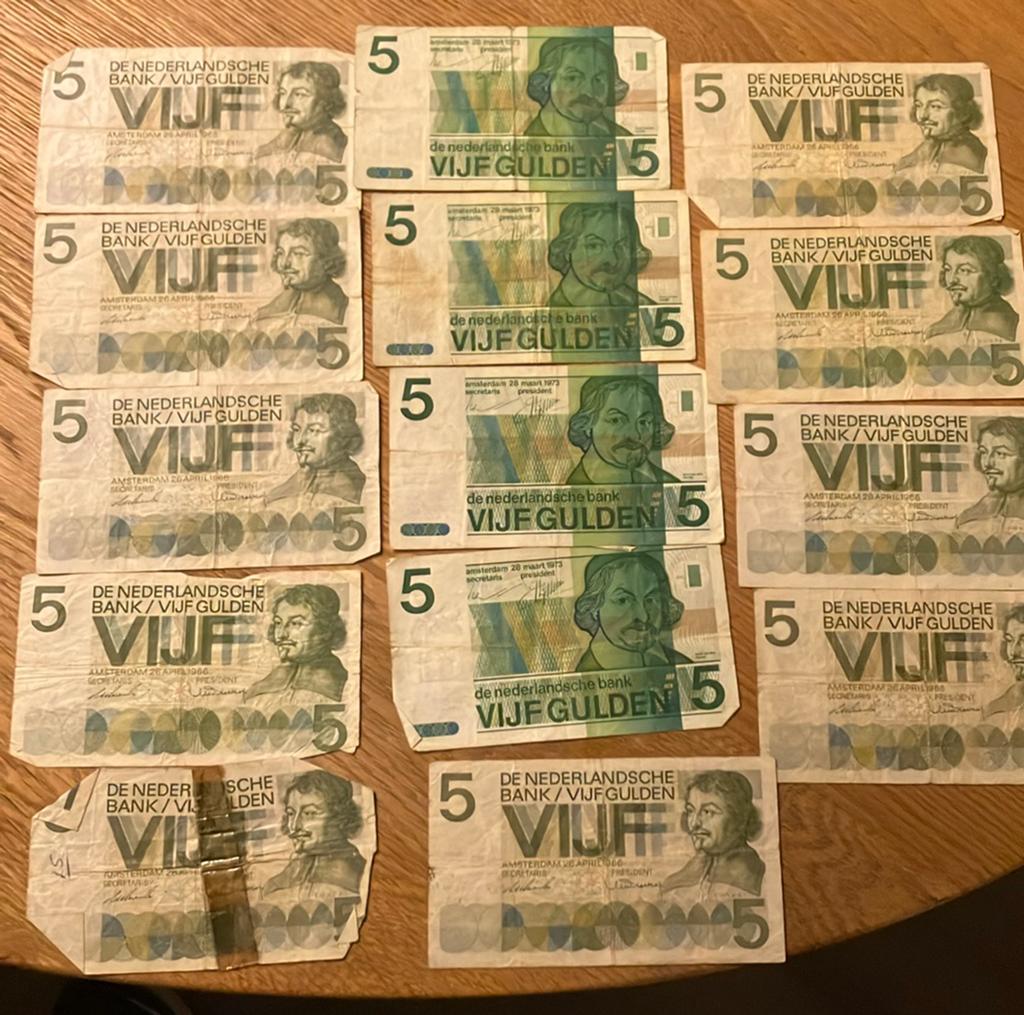 Vijf gulden briefjes, Postzegels en Munten, Bankbiljetten | Nederland, Ophalen of Verzenden, 5 gulden