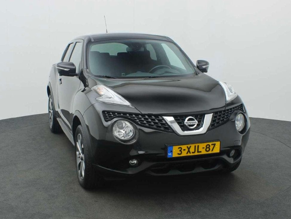 Nissan Juke 1.6 Connect Edition 360camera Automaat, Auto's, Nissan, Stof, Zwart, 4 cilinders, Zwart