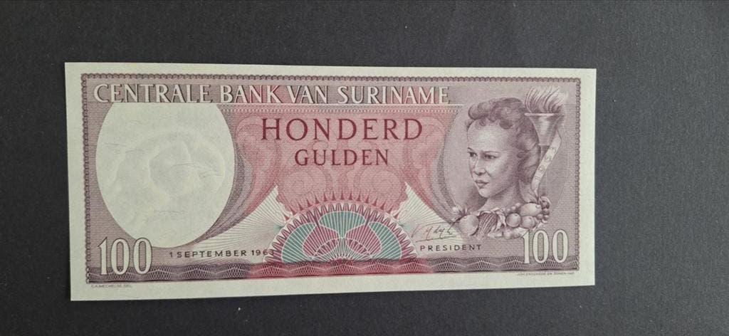 Suriname 100 gulden 1963  UNC., Ophalen of Verzenden, 100 gulden