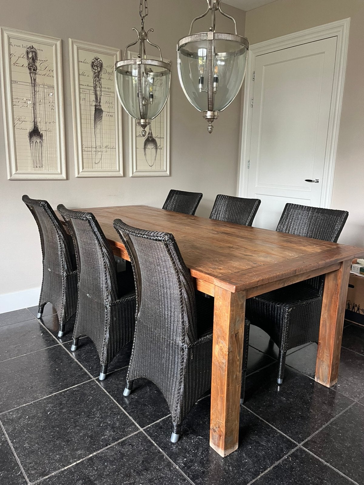 Royale ws) grenen keuken tafel + Vincent Sheppard stoelen, Ophalen