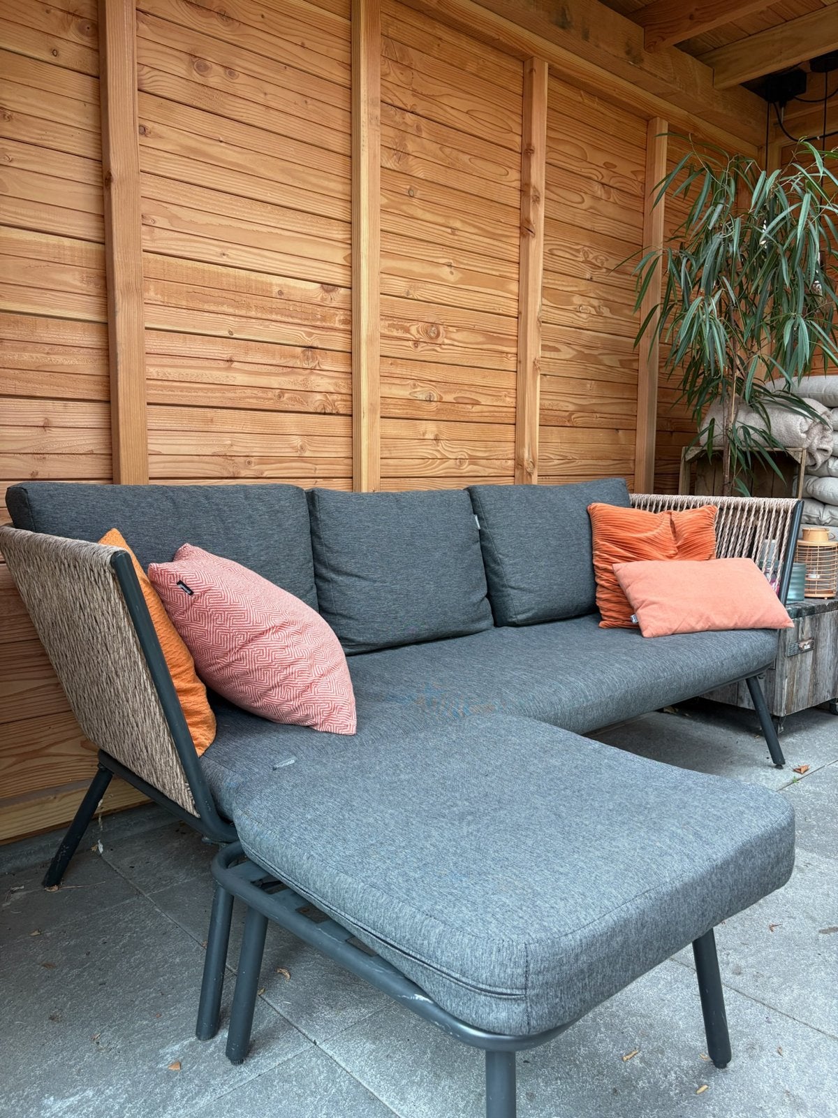 Loungeset: Bank, Hocker & Loungestoel - Wicker/Alu, Tuin en Terras, Ophalen, Gebruikt, 3 zitplaatsen, Loungeset
