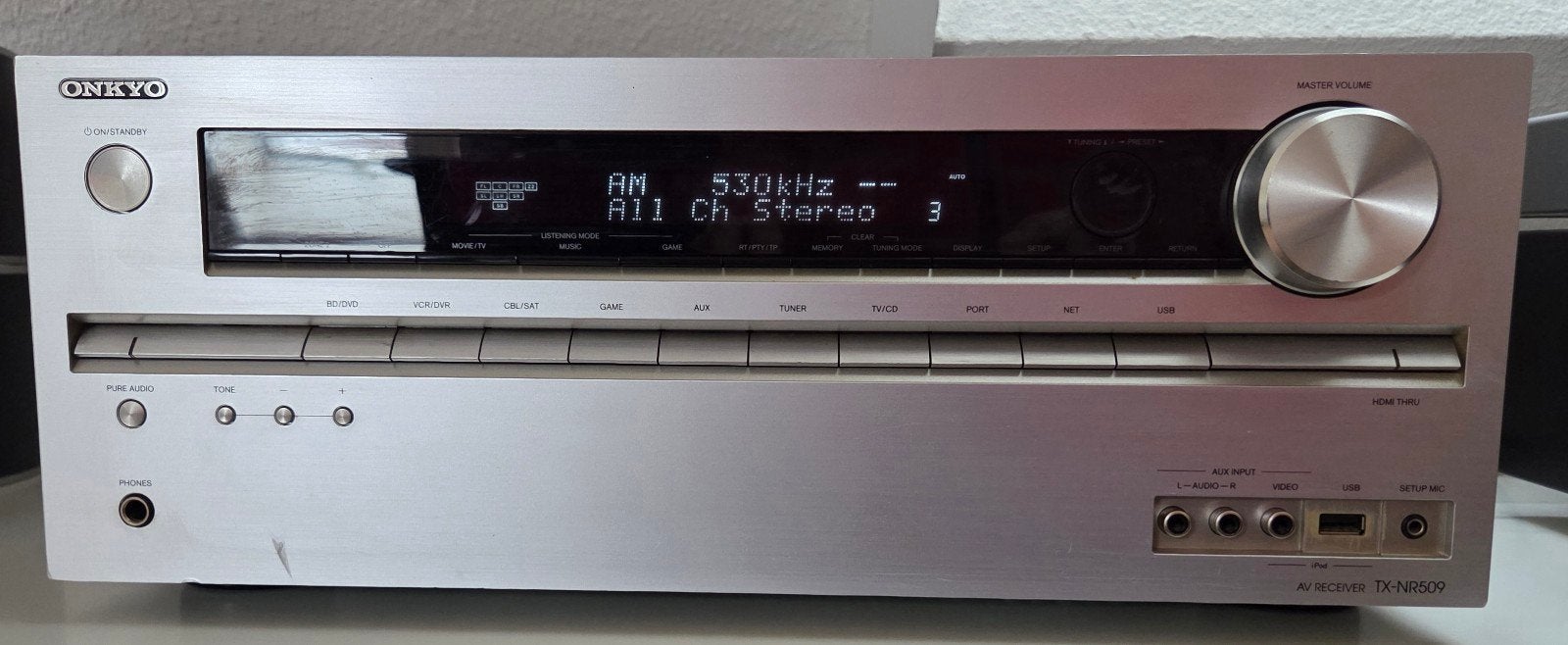 Onkyo TX-NR509 AV-receiver met afstandsbed[tuner-versterker], Ophalen of Verzenden, Gebruikt, 60 tot 120 watt, Onkyo
