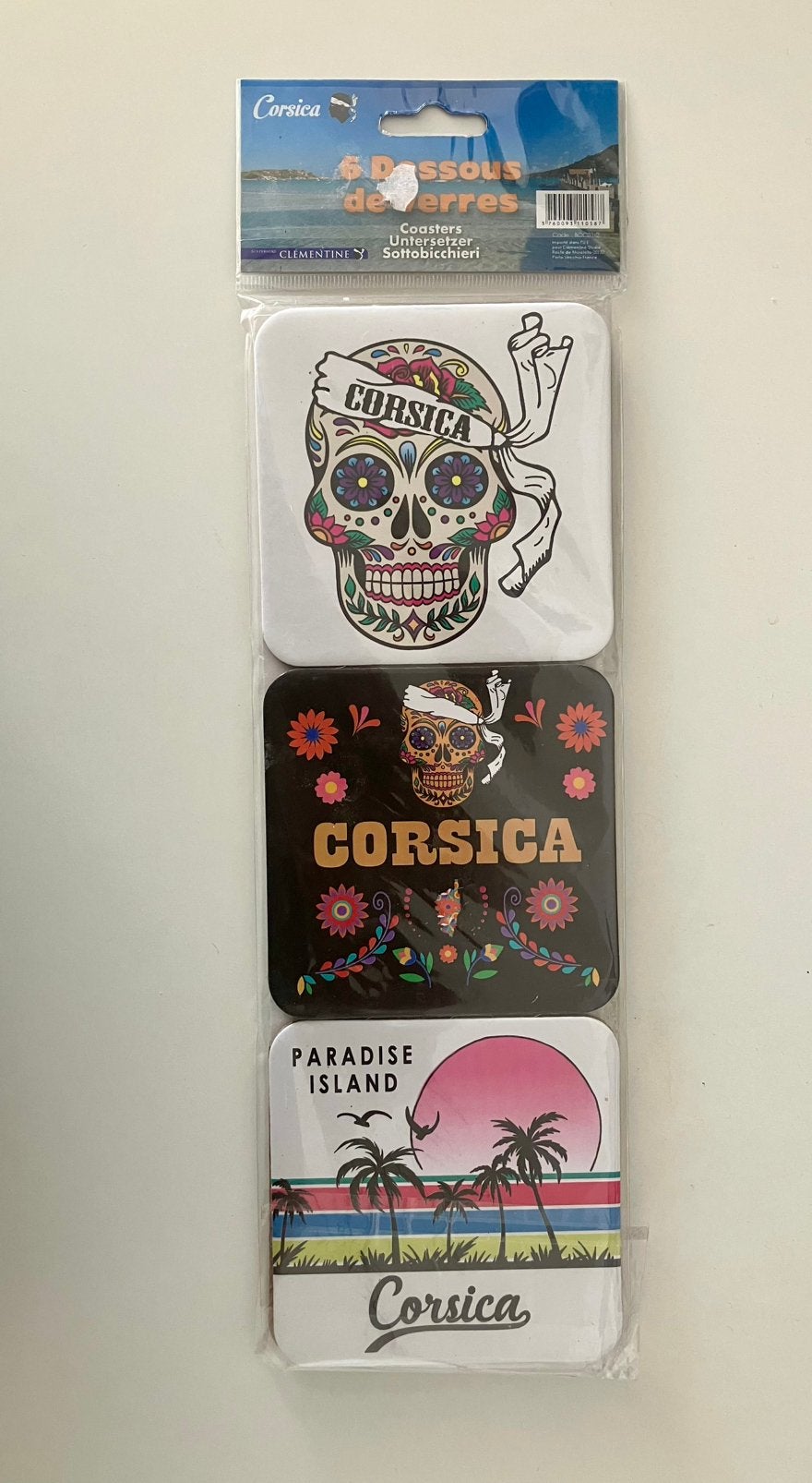 Zes onderzetters uit Corsica, nieuw in plastic, Glasonderzetter, Ophalen of Verzenden, Nieuw, Meerkleurig