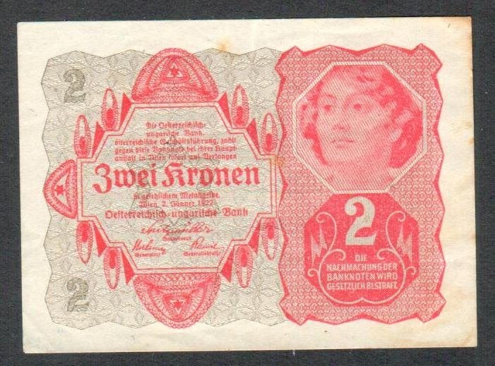 Bankbiljet - Oostenrijk 2 Kronen 1922., Postzegels en Munten, Bankbiljetten | Europa | Niet-Eurobiljetten, Ophalen of Verzenden