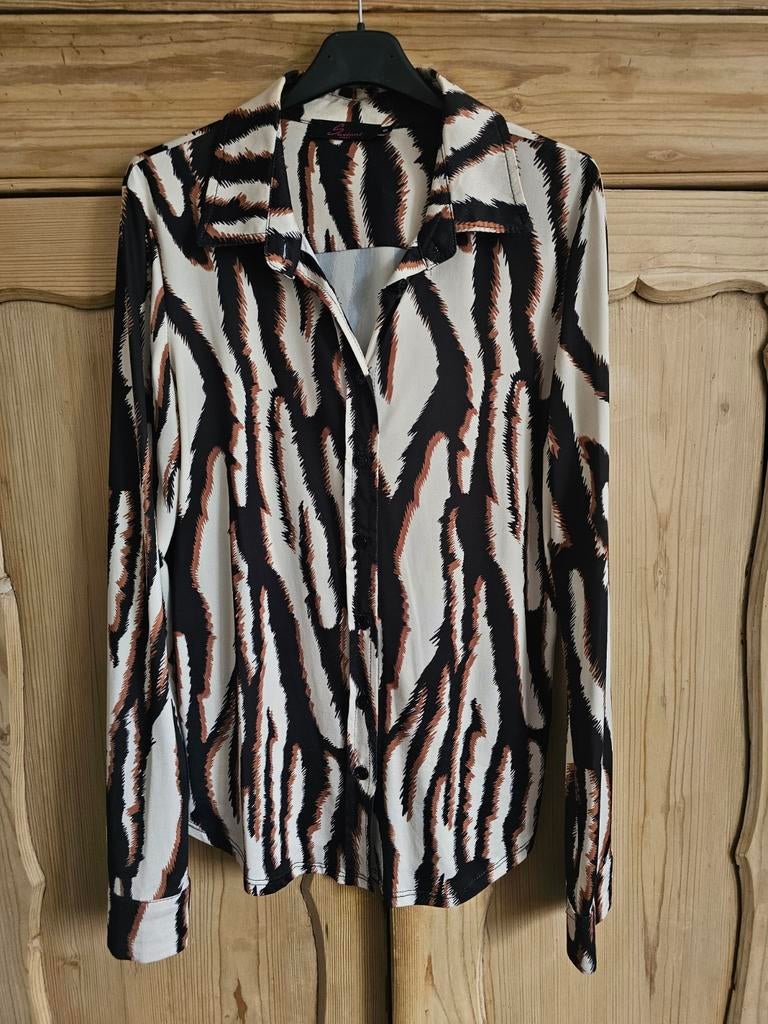 Savinni Blouse met Zebraprint - Maat S, Savinni, Zwart, Ophalen of Verzenden, Zo goed als nieuw