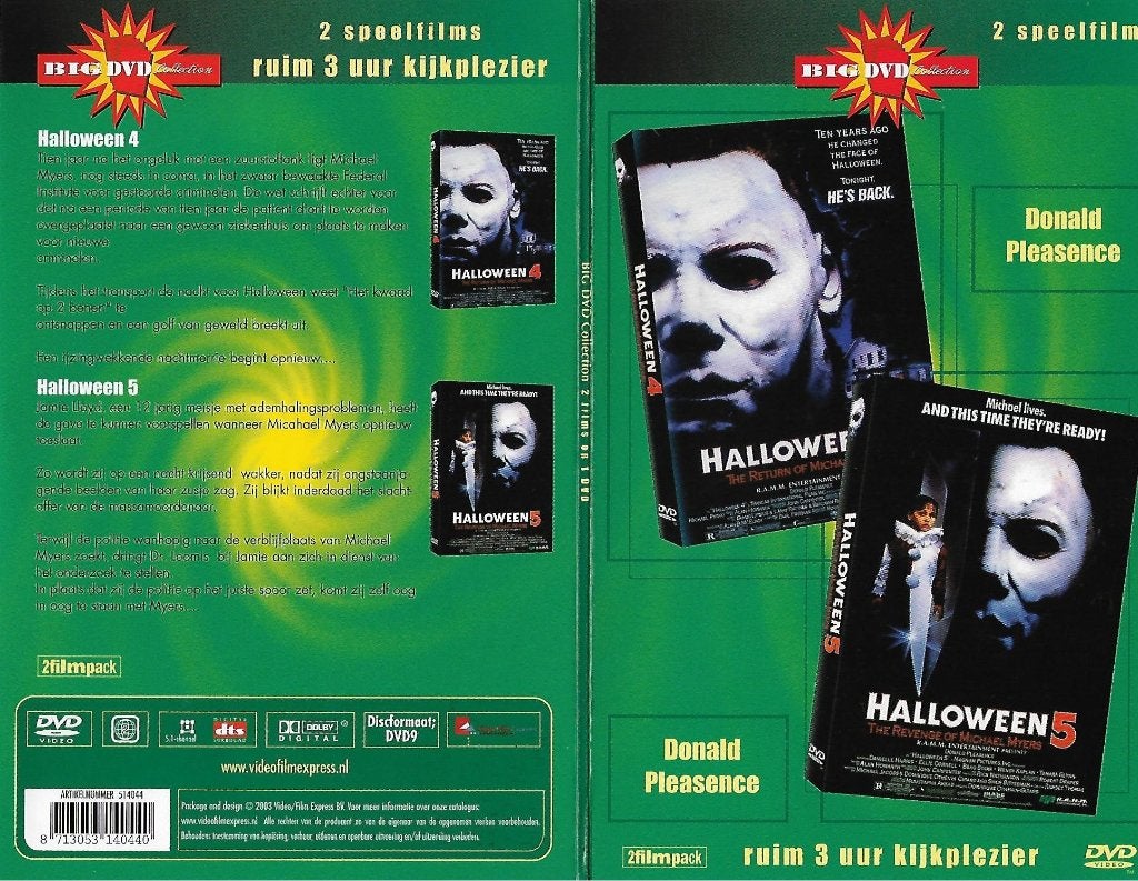 Dvd Halloween 4 & 5, twee speelfilms op 1 dvd., Cd's en Dvd's, Dvd's | Horror, Vanaf 16 jaar, Ophalen of Verzenden, Nieuw in verpakking