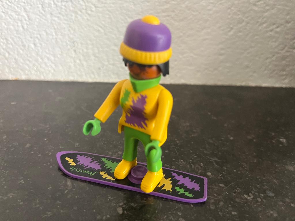 Vintage playmobil , meisje op snowboard, Ophalen of Verzenden, Gebruikt, Los playmobil