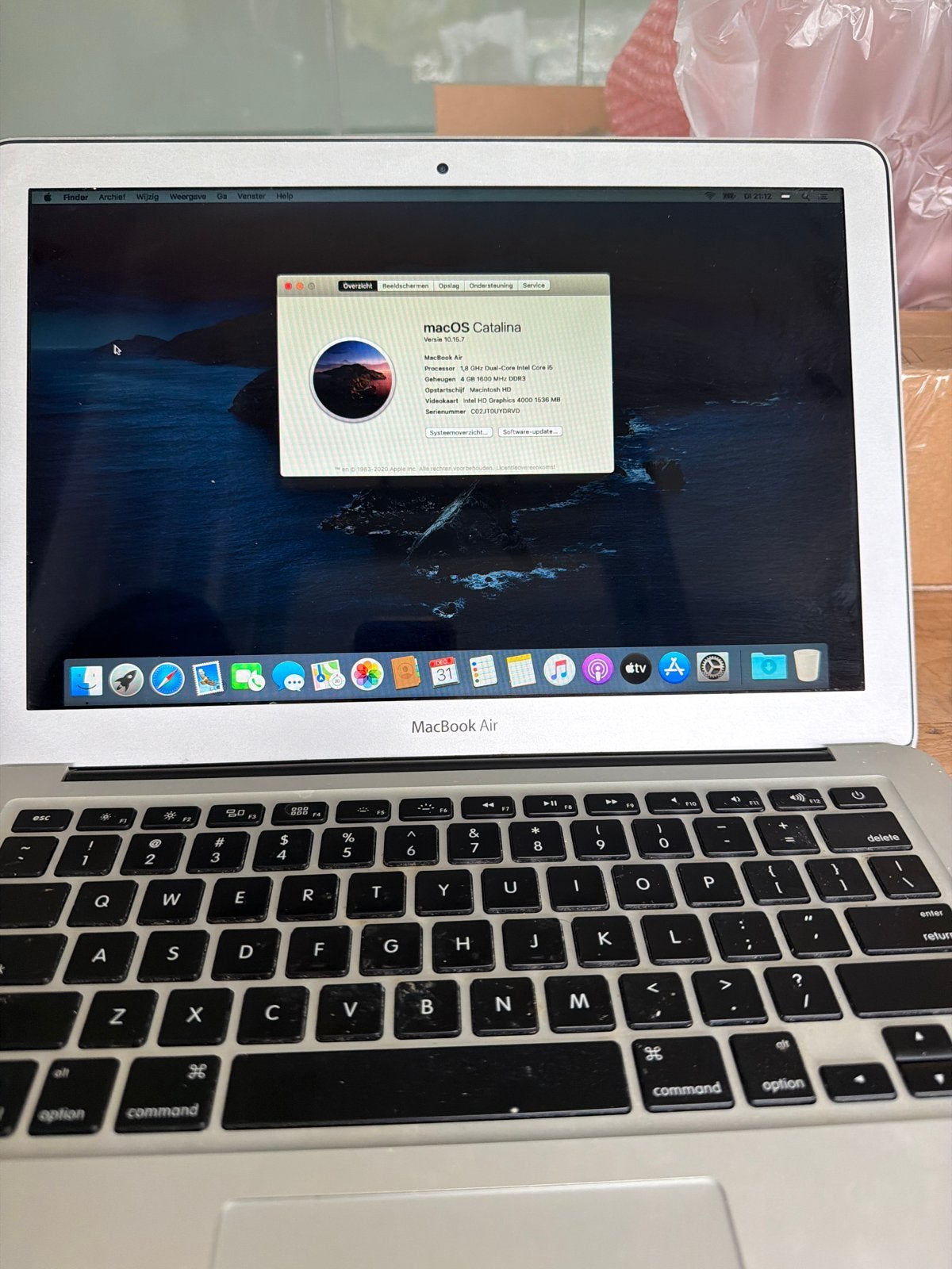 MacBook Air 13 inch - 2014 macOS Catalina - 256GB opslag, Computers en Software, Gebruikt, 256 GB, 2 tot 3 Ghz, Qwerty