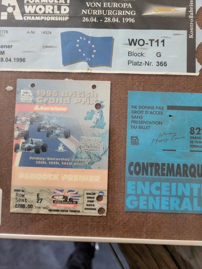 Oude toegangstickets f1 96/97, Eén persoon