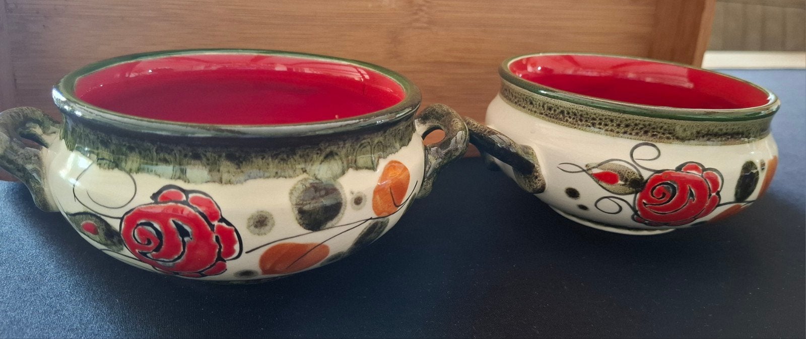 2 Vintage Schramberg Soepkommen - Handgemalt, Gebruikt, Overige merken, Keramiek, Vintage
