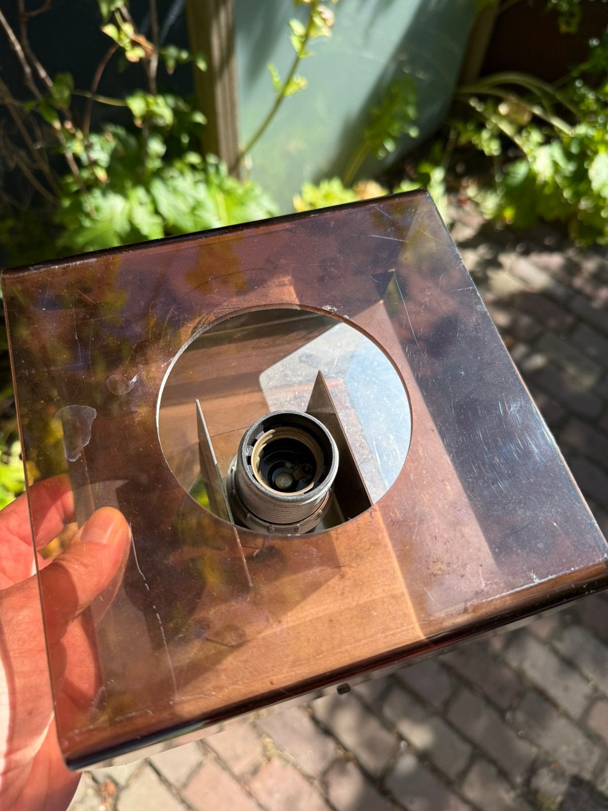 Herda space Age wandlampje 18cm vierkant, Ophalen, Zo goed als nieuw
