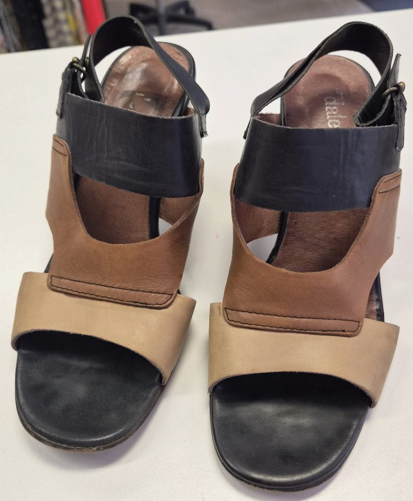 Van Dalen sandalen blokhak - Zwart bruin beige mt 40 51849, ., Zwart, Onbekend, Zo goed als nieuw