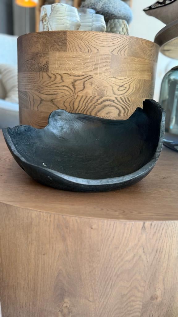 Schaal hout zwart, Huis en Inrichting, Ophalen, Schaal, Rond, Nieuw
