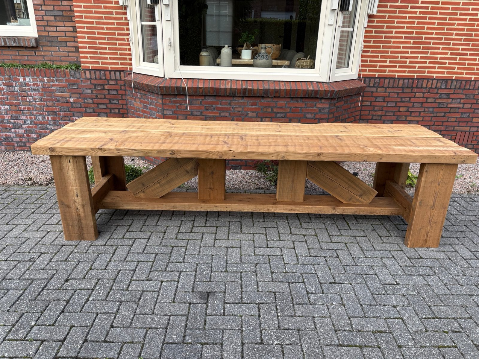 Robuuste boeren tafel, Tuin en Terras, Ophalen of Verzenden, Zo goed als nieuw, Rechthoekig, Hout
