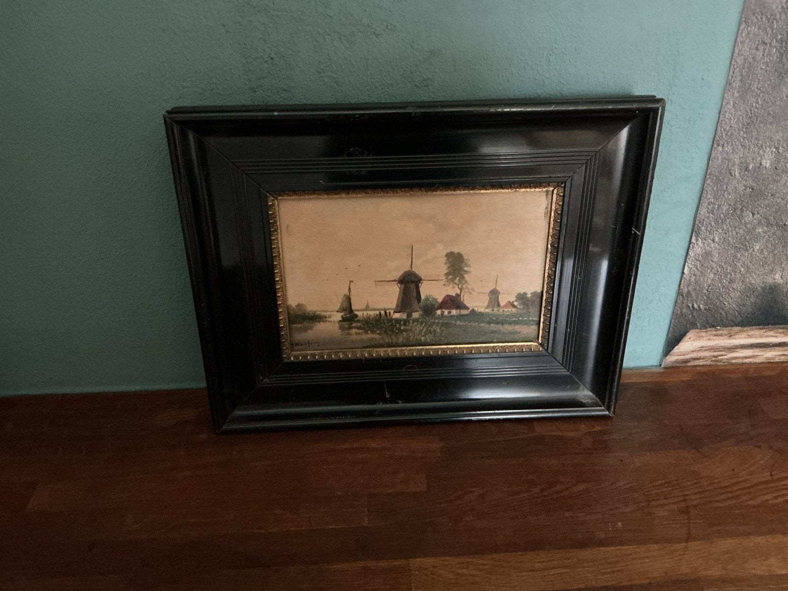 Klassiek Hollands Landschap Schilderij met Molens, Ophalen, Doek, Landschap, Olieverf