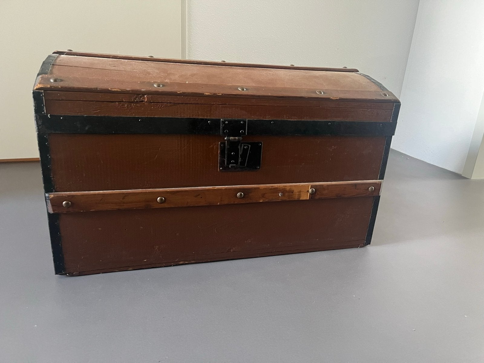 Antieke houten kist/reiskoffer - Vintage opbergkist, Ophalen