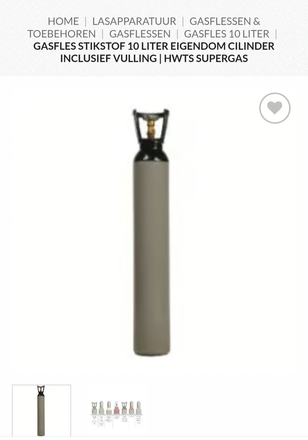Lege gasfles 10 liter, Ophalen