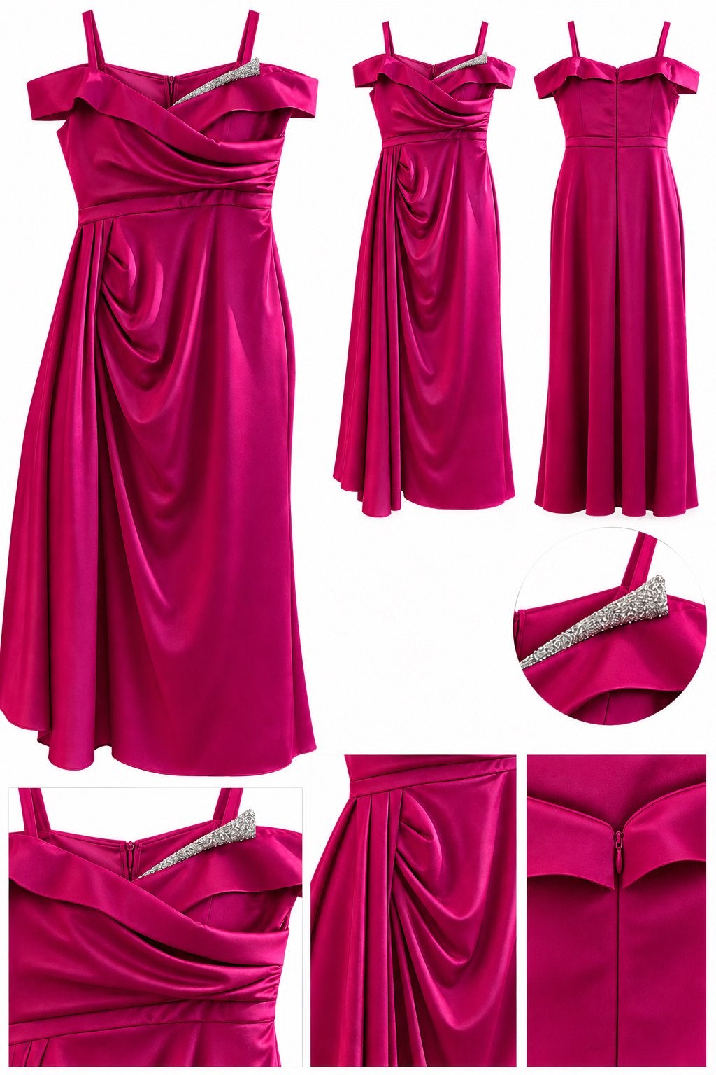 fuchsia avondjurk, Galajurk, Overige kleuren, Maat 42/44 (L), Ophalen of Verzenden