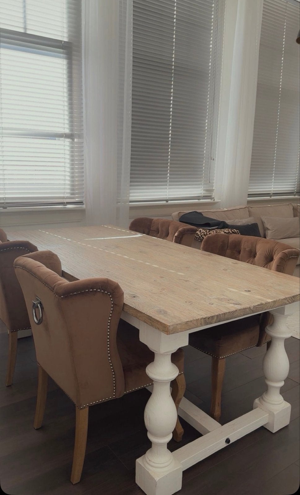 Kloostertafel met 4 eetkamerstoelen, Huis en Inrichting, Ophalen, Gebruikt, Vier personen, Rechthoekig