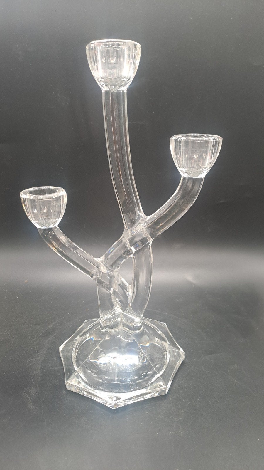 Nachtmann Loodkristal 3-armige Kandelaar - 26 cm Hoog, Antiek en Kunst, Antiek | Kandelaars, Ophalen of Verzenden, Kristal
