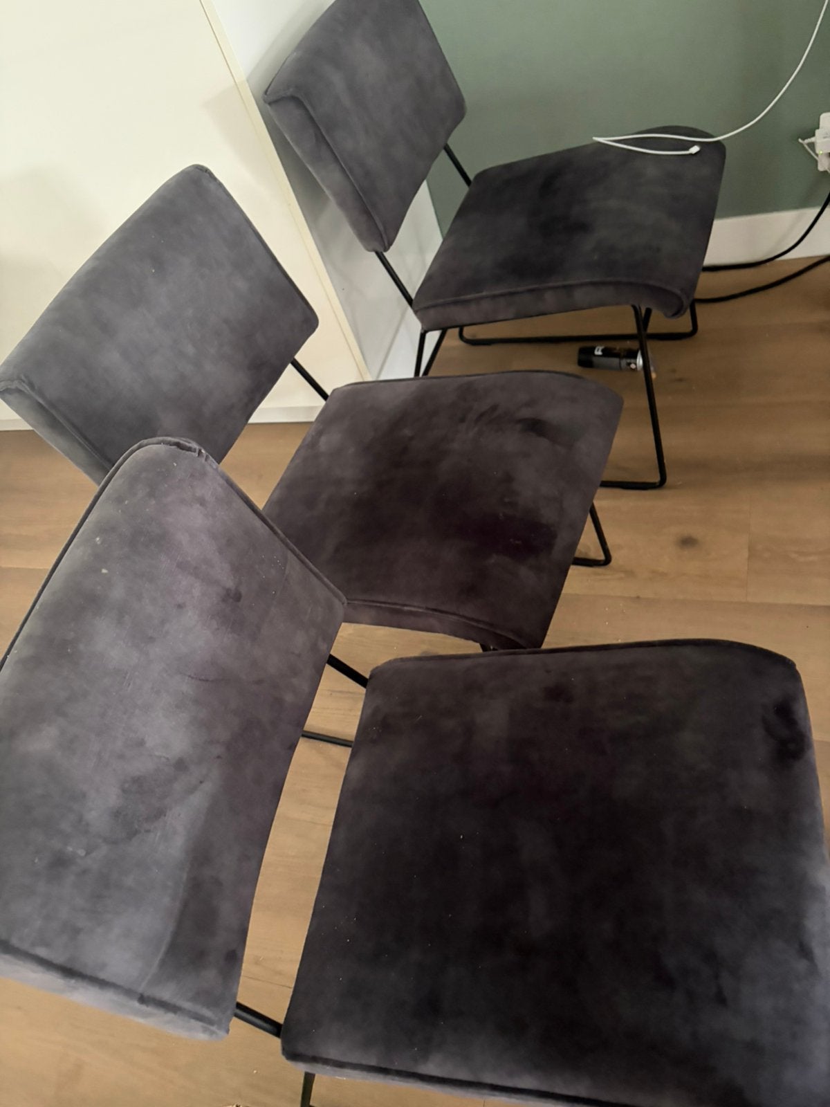 3 eetkamerstoelen en eetbank antraciet, Ophalen of Verzenden, Zo goed als nieuw, Grijs