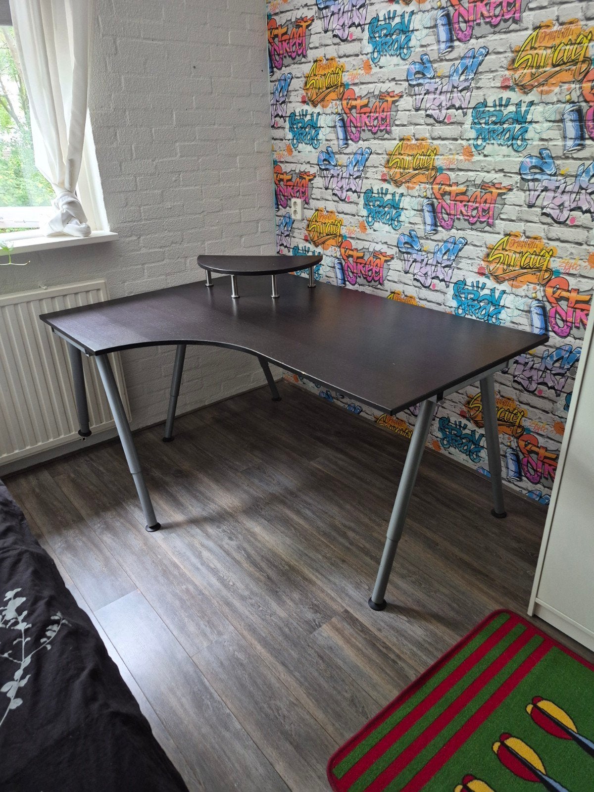 Hoekbureau met opzetstuk - Donkerbruin, verstelbare poten, Ophalen, 160 cm, Gebruikt, 120 cm