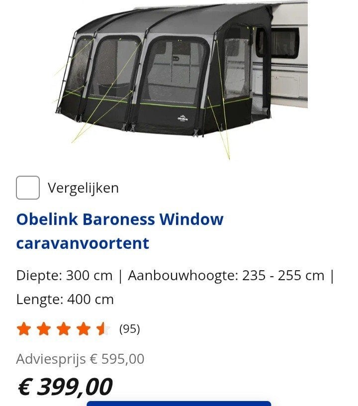 Obelink Baroness Window caravanvoortent, Caravans en Kamperen, Ophalen, Gebruikt, Overige merken