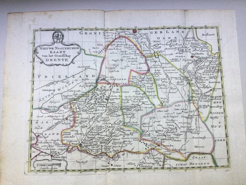 Drenthe, de Leth, 1740, Antiek en Kunst, Cartografie, Met tekst, 25 cm, 21 cm
