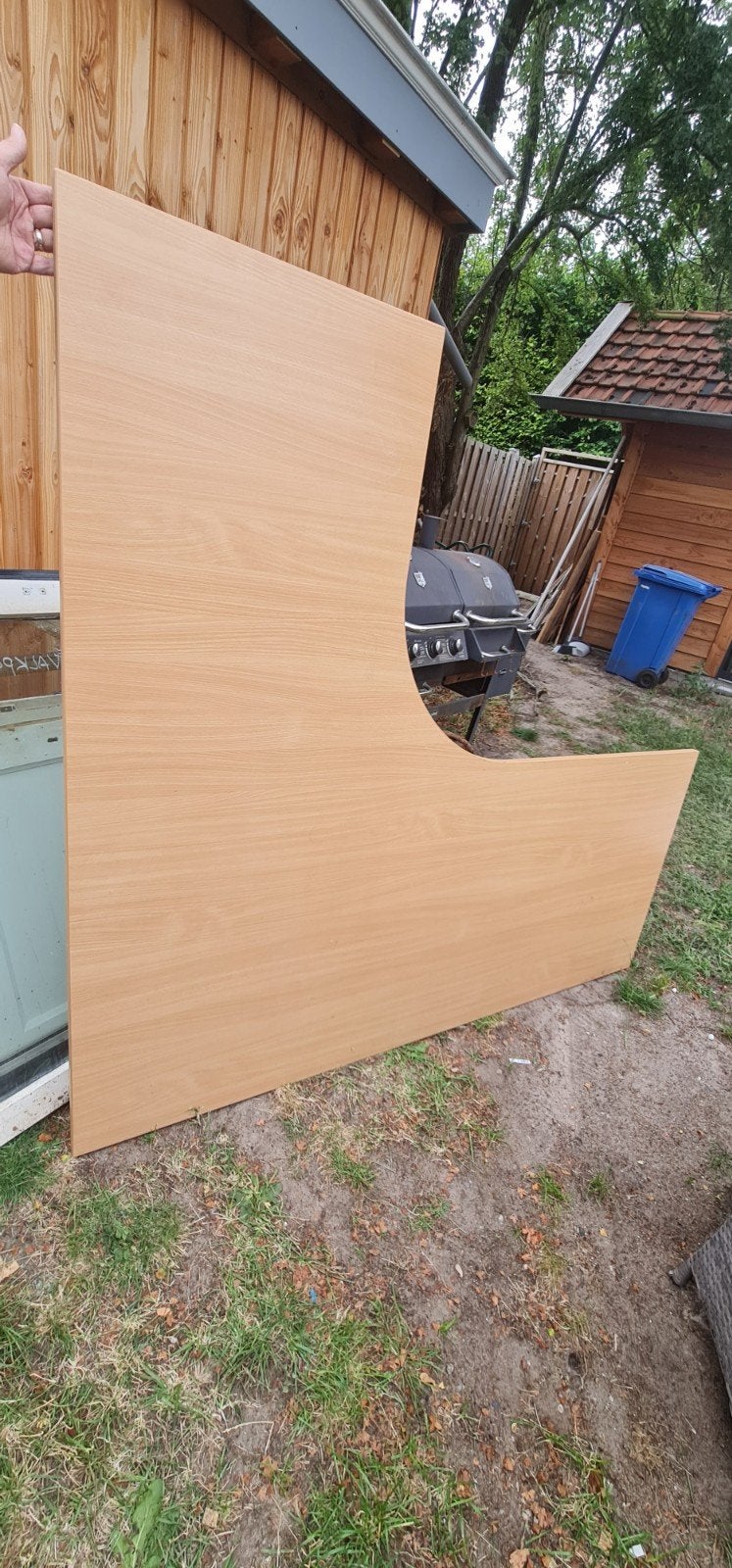 Hoekbureau met metalen onderstel 180x160 cm, Ophalen, Gebruikt, Hout, Hoekbureau
