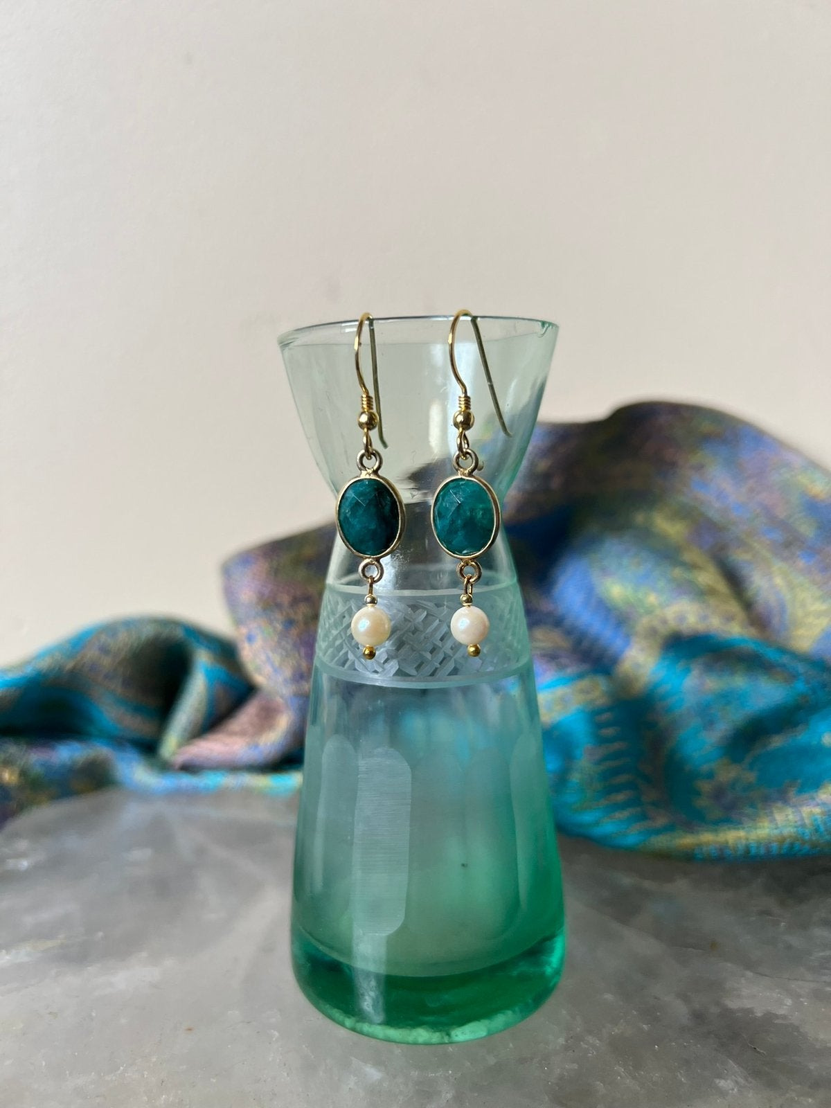 Smaragd AKOYA zoutwater parel beschermt geluk vreugde, Sieraden, Tassen en Uiterlijk, Oorbellen, Hangers, Magnolia11, Nieuw, Ophalen of Verzenden