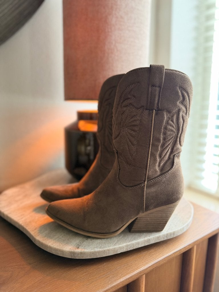 Dames halfhoge cowboylaarzen maat 39, Hoge laarzen, Oxmox, Bruin, Nieuw