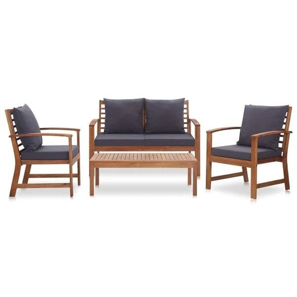 4-delige Loungeset  kussens massief acaciahout nieuw in doos, ., Nieuw, Ophalen of Verzenden, .