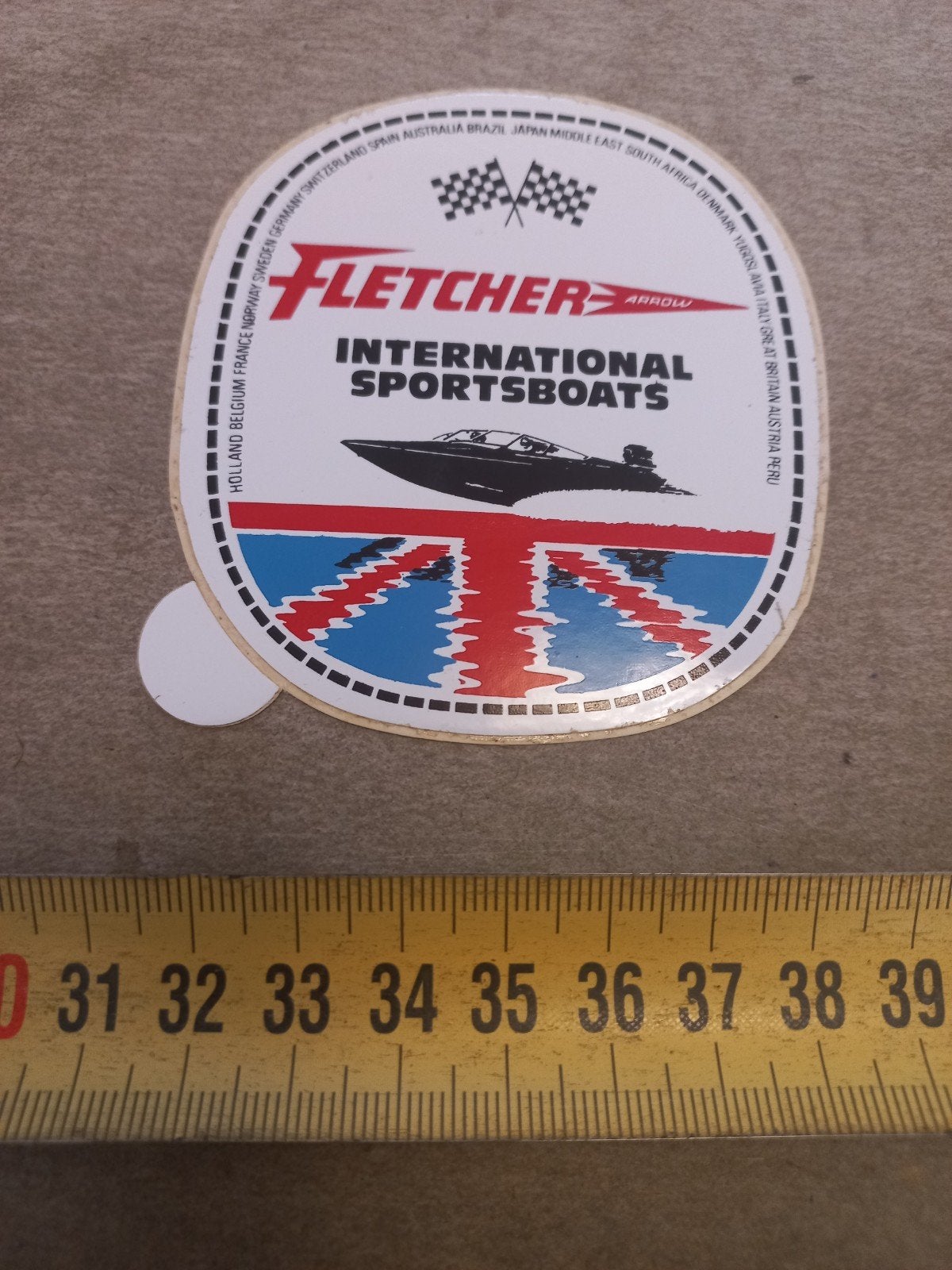 Vintage Fletcher International Sportsboats Sticker, Ophalen of Verzenden