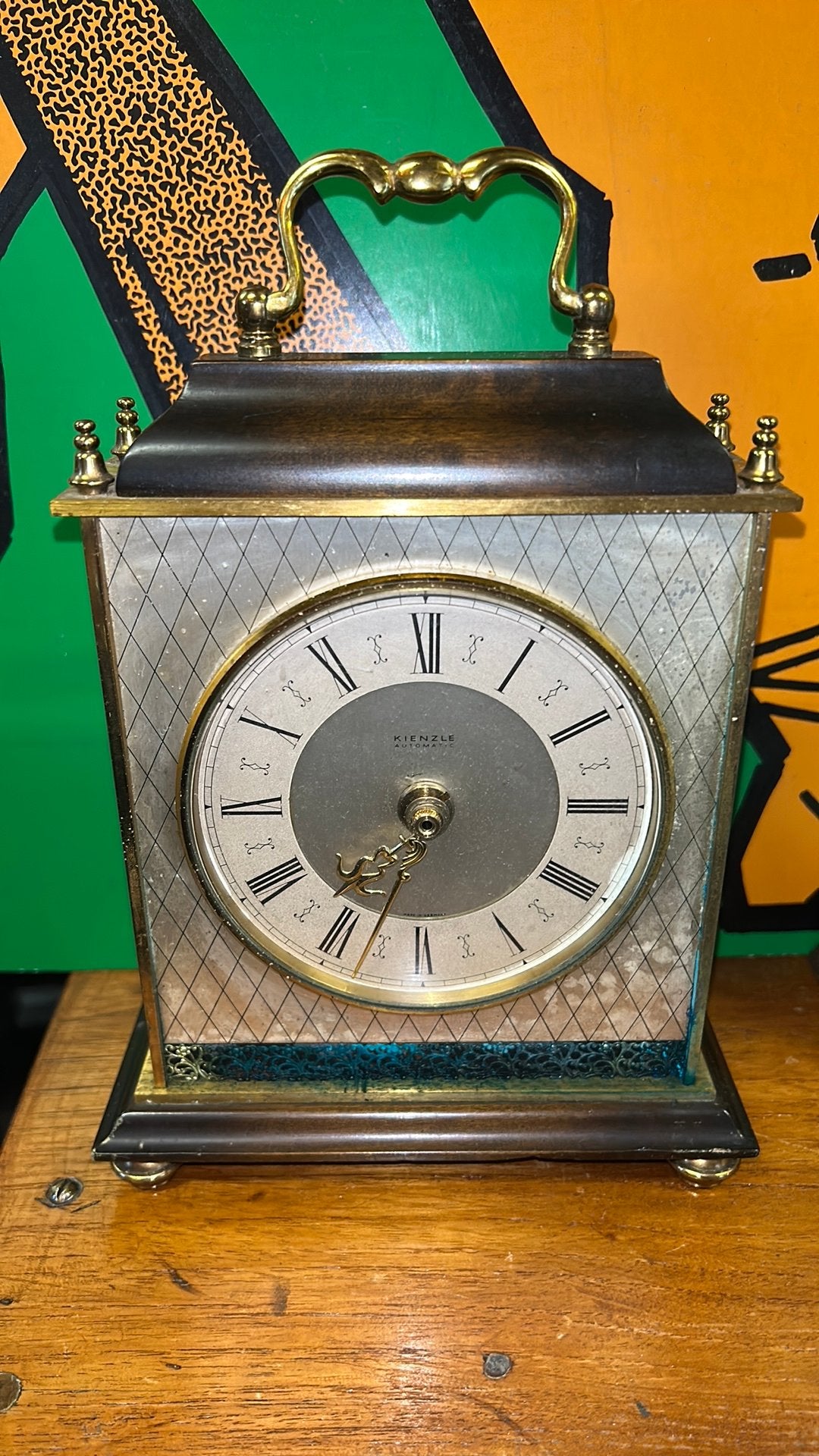 Kienzle automatic tafel klokje messing koper ?, Antiek en Kunst, Ophalen