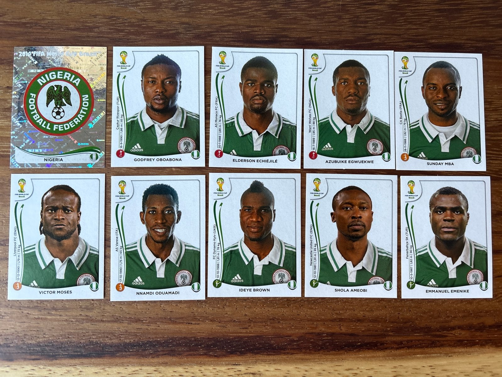 Panini WK 2014 Nigeria Voetbalplaatjes - 10 stuks, Ophalen of Verzenden, Nieuw, Stickers en Plaatjes