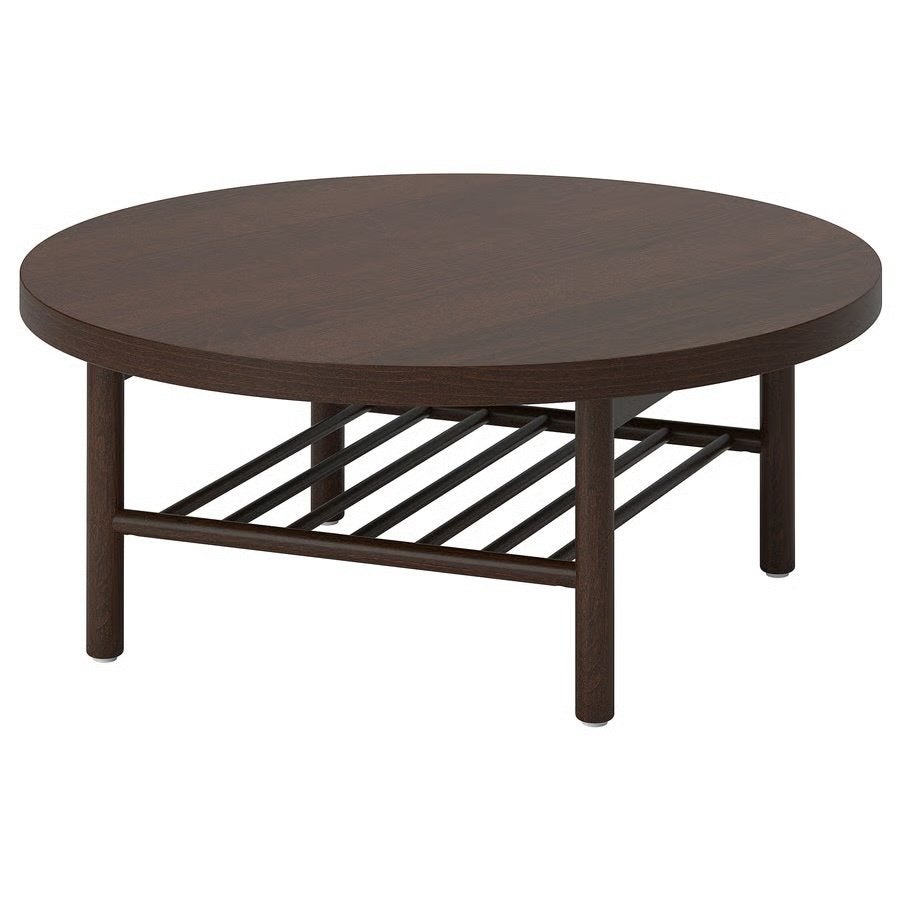 Ronde salontafel met opbergruimte, donkerbruin, Ophalen, 50 tot 100 cm, 50 tot 100 cm, Zo goed als nieuw