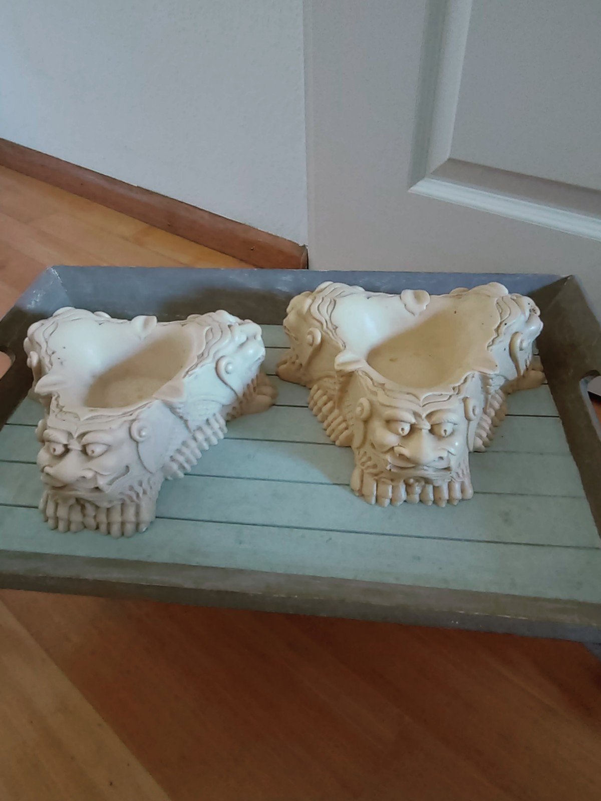 2 zware vintage chinese asbakken (kunstivoor), Ophalen of Verzenden, Zo goed als nieuw, Poppenhuis