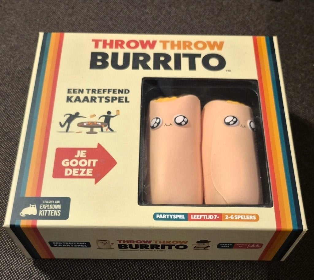 Throw Throw Burrito - Een Treffend Kaartspel, Een of twee spelers, Ophalen of Verzenden, Zo goed als nieuw, Exploding Kittens