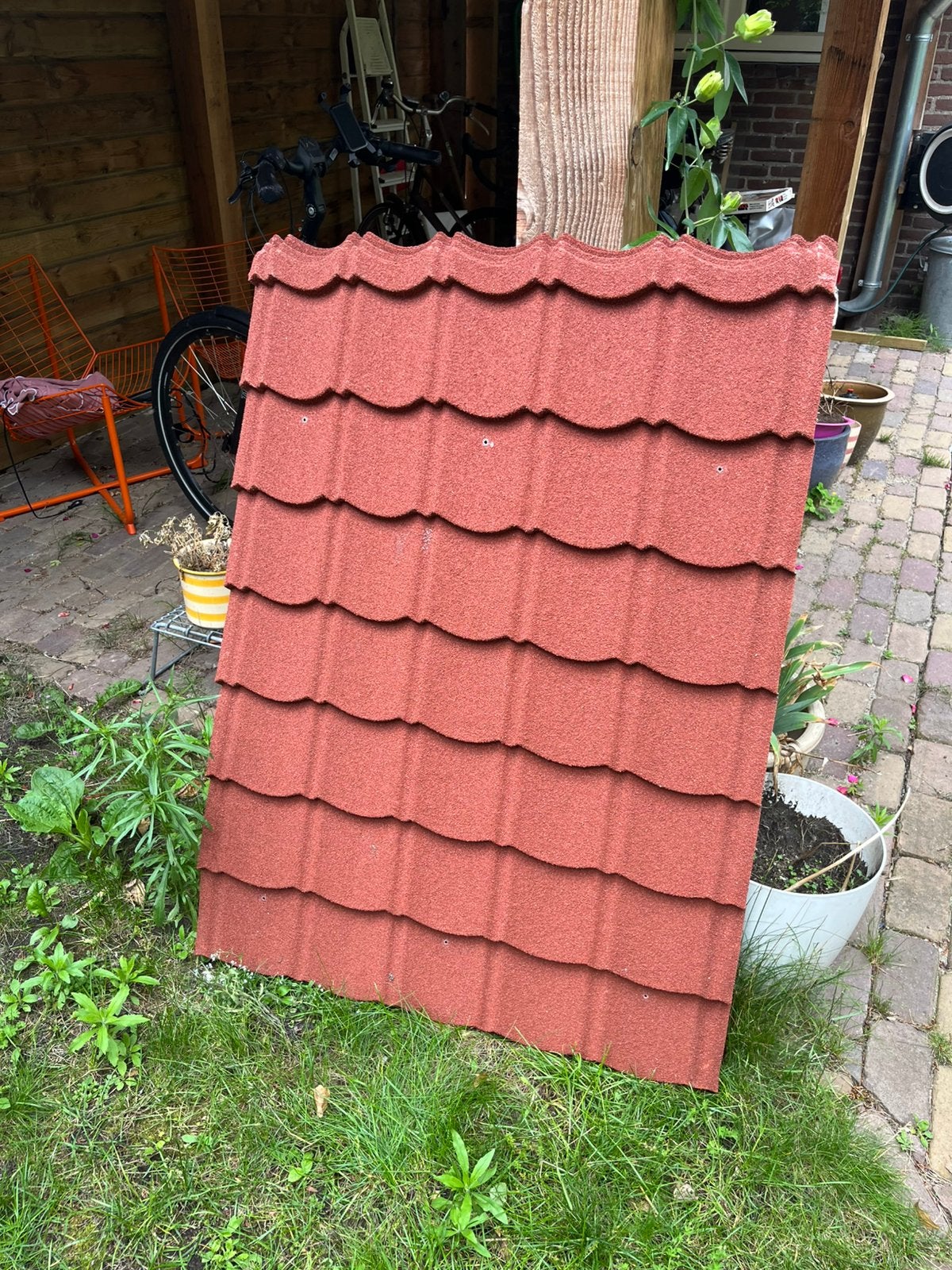 Dakplaten aquaplan dak platen dakpannen rood bruin, Ophalen, Steen of Klei, Zo goed als nieuw, 15 m² of meer