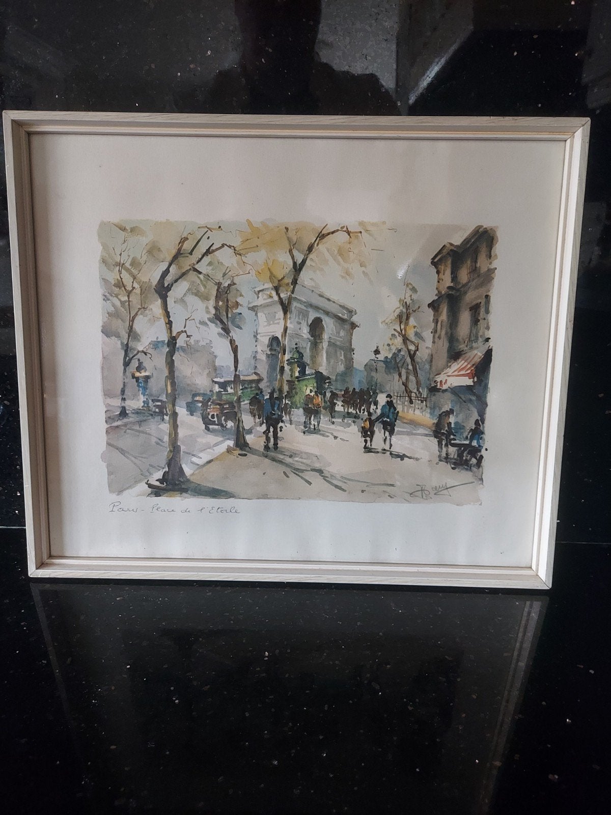 Aquarel Parijs - Arc de Triomphe pierre Eugene Cambier, Realistisch, Ophalen of Verzenden, Gesigneerd, Aquarel