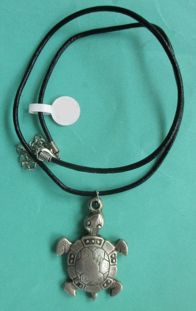 Halsketting Native American Turtle Leder Schildpad., Sieraden, Tassen en Uiterlijk, Kettingen, Ophalen of Verzenden, Nieuw, Zilver