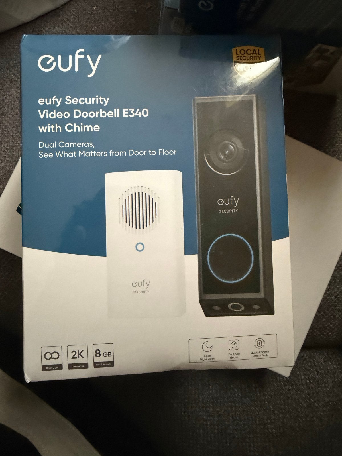 Eufy Security Video Deurbel E340 met Chime - Nieuw, Huis en Inrichting, Deurbellen, Ophalen of Verzenden, Bewegingsdetectiesensor