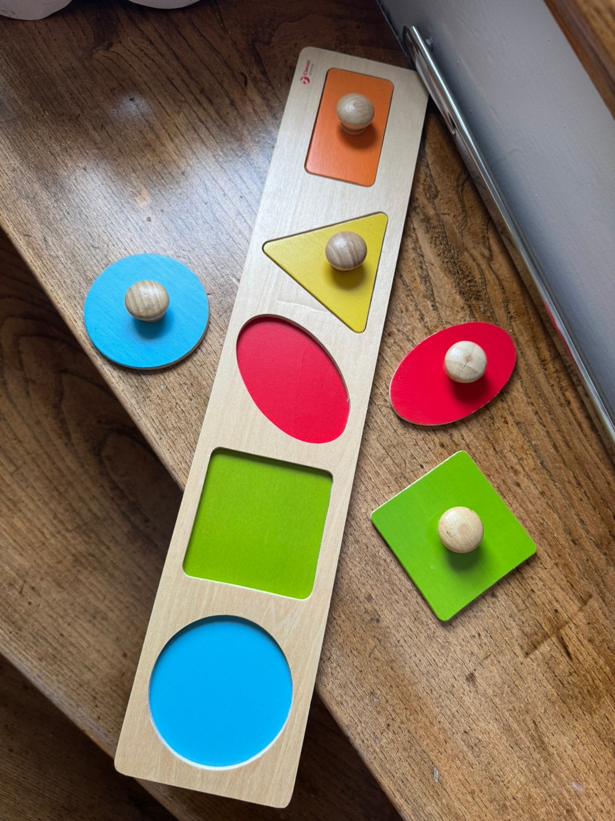 Houten kids geometrische puzzel, Ophalen of Verzenden, Zo goed als nieuw, Duw- of Trekspeelgoed