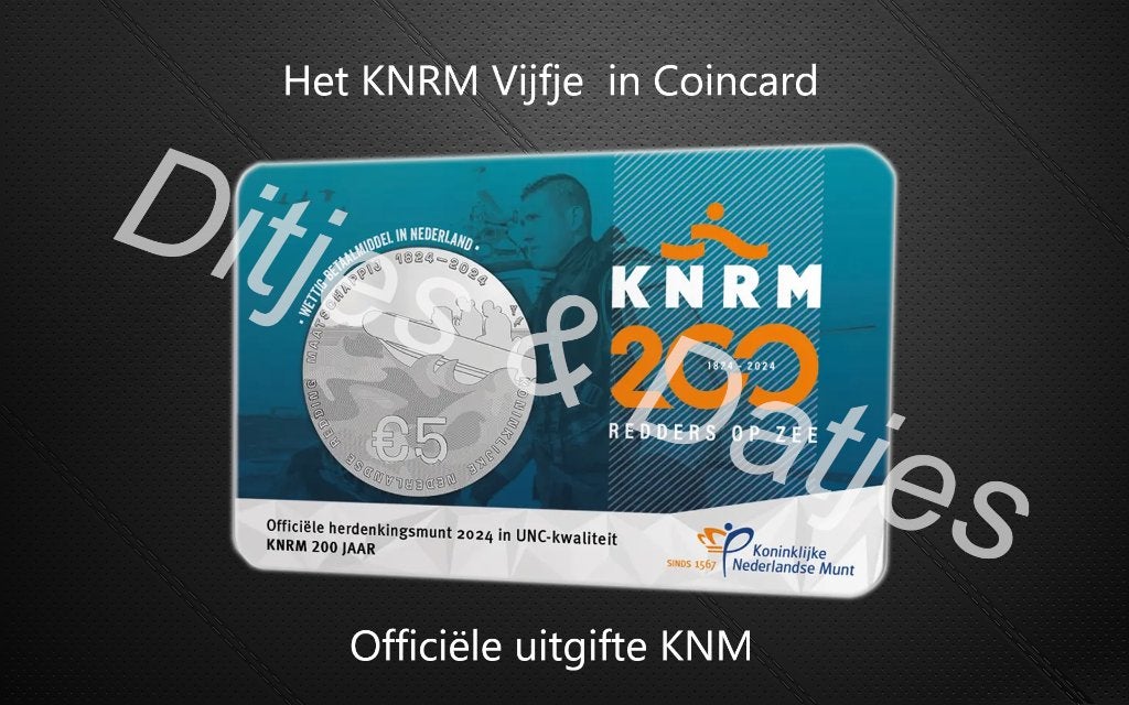 200 jaar KNRM Vijfje in coincard KNM, Ophalen of Verzenden, Koningin Beatrix, Euro's