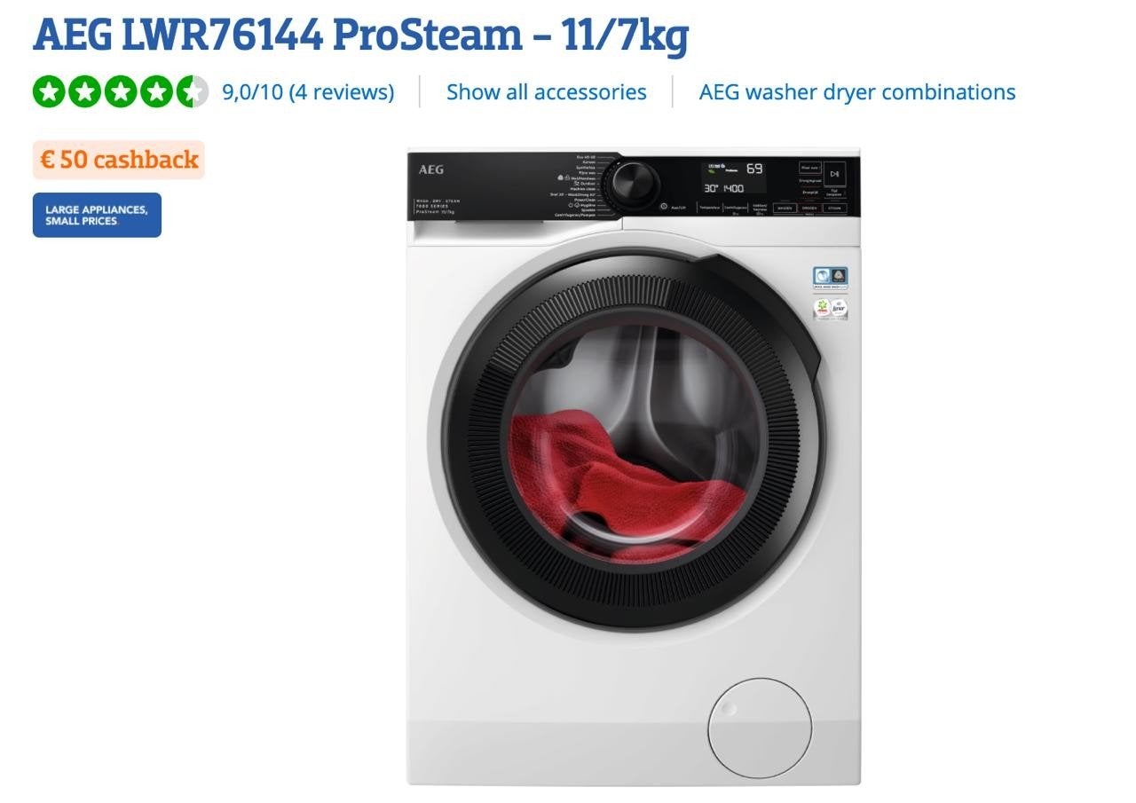 Zo goed als nieuwe AEG LWR76144 ProSteam wasmachine, Witgoed en Apparatuur, 10 kg of meer, Ophalen, Zo goed als nieuw, Voorlader