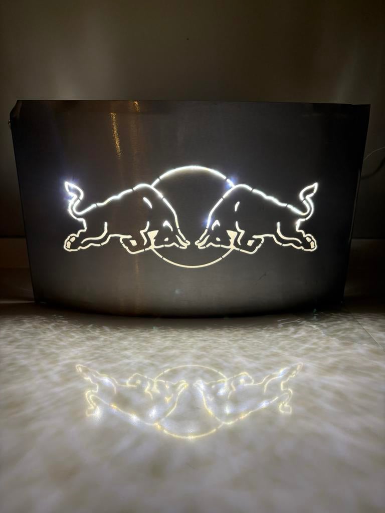RVS Lichtbak / lichtreclame Redbull, Verzenden, Zo goed als nieuw, Lichtbak of (neon) lamp