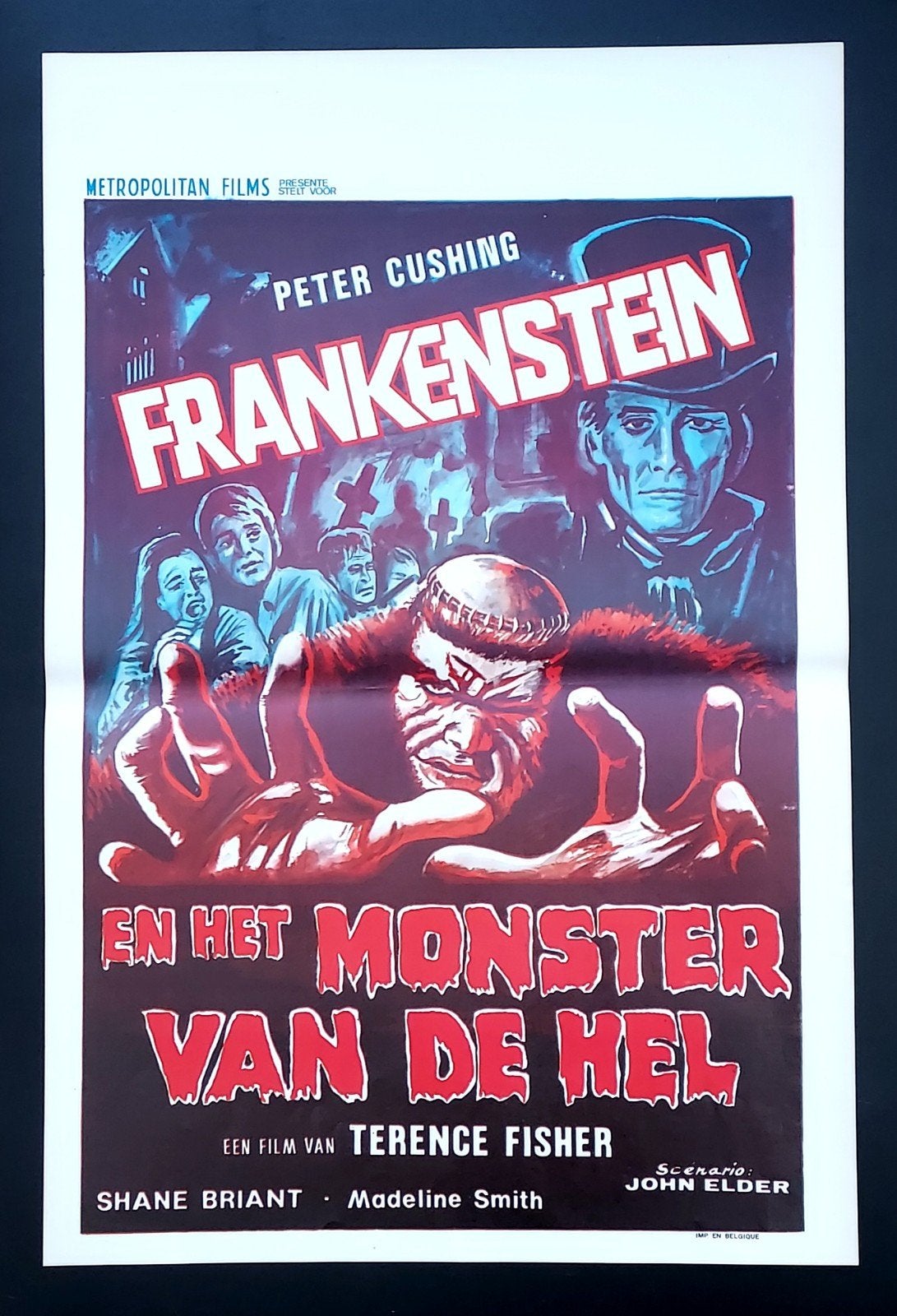 FRANKENSTEIN and the Monster from Hell 1974 Hammer poster, Ophalen of Verzenden, A1 t/m A3, Film en Tv