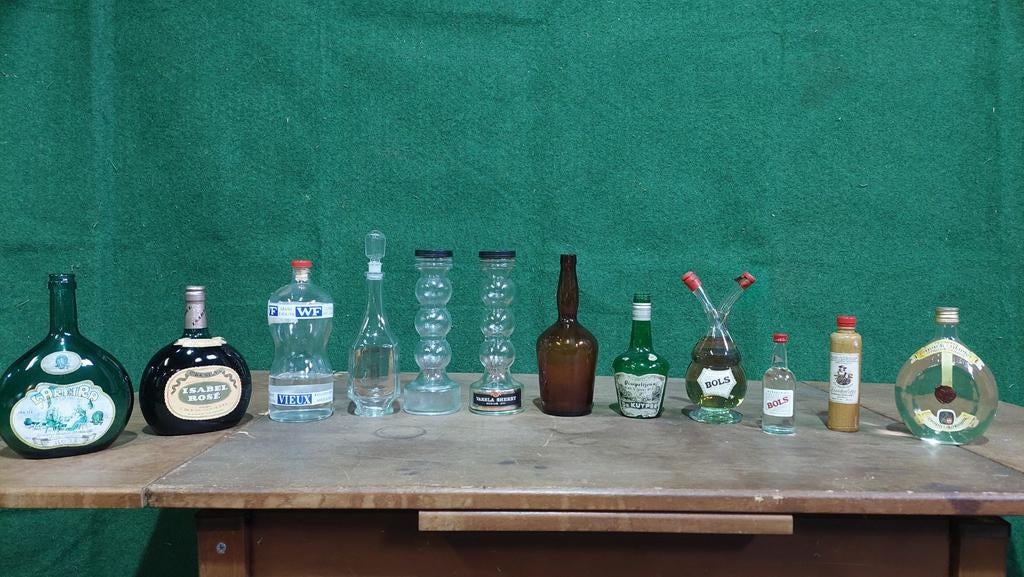 Drankflessen Bols Pimpeltje kruidenbitter, Antiek en Kunst, Antiek | Glas en Kristal, Ophalen