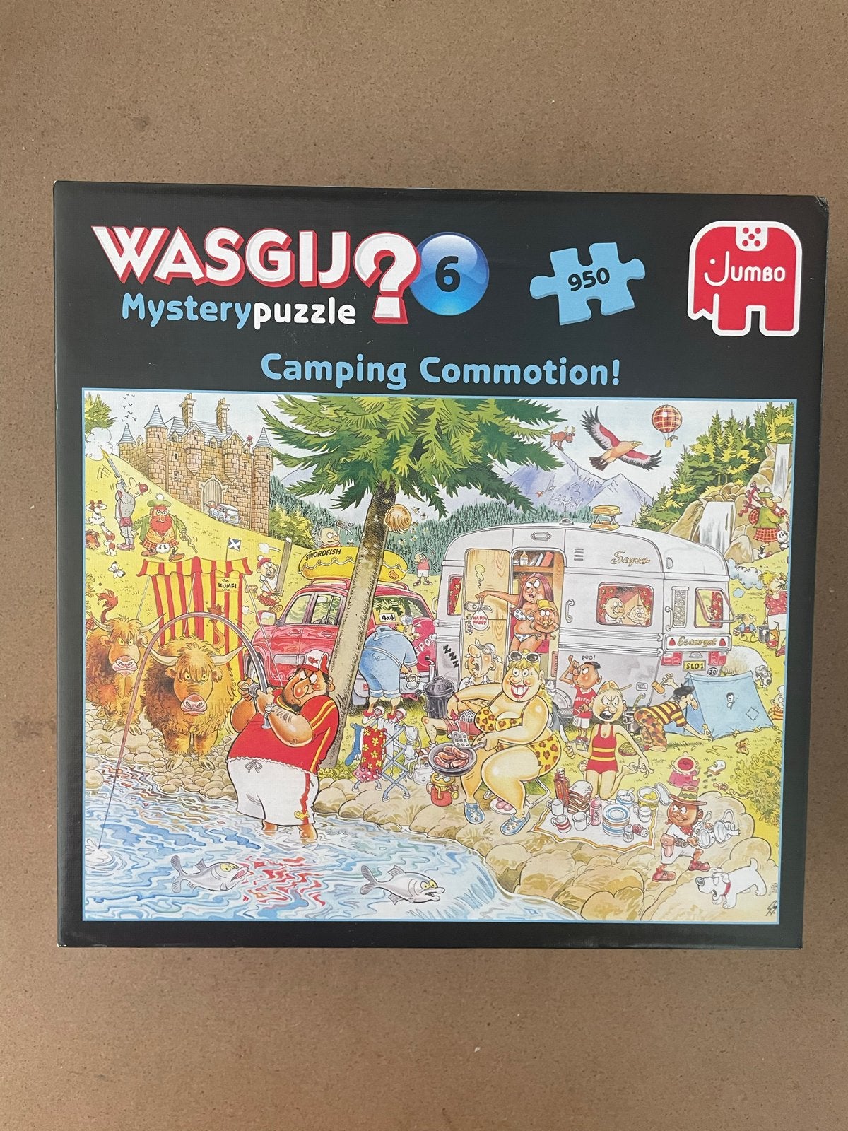 Wasgij? 6 Mysterypuzzel - Camping Commotion! 950 stukjes, Ophalen, 500 t/m 1500 stukjes, Zo goed als nieuw, Legpuzzel